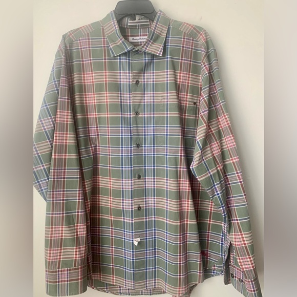 Tommy Bahama Long sleeve detail cuffs Paradise Poplin Plaid button down shirt XL - Picture 5 of 9